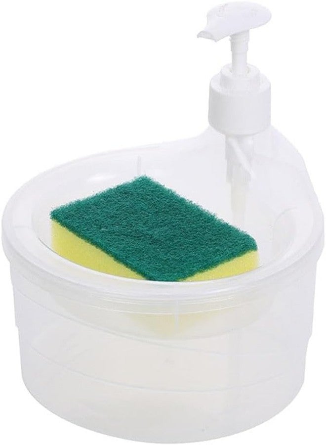 RAYMOX 2 in 1 Soap Dispenser for Bathroom Accessories Dishwasher Liquid Holder Liquid Dispenser Pump 400 ML with Sponge Holder Kitchen Sink Accessories Items (Multi-Color) (Round) - Image 2
